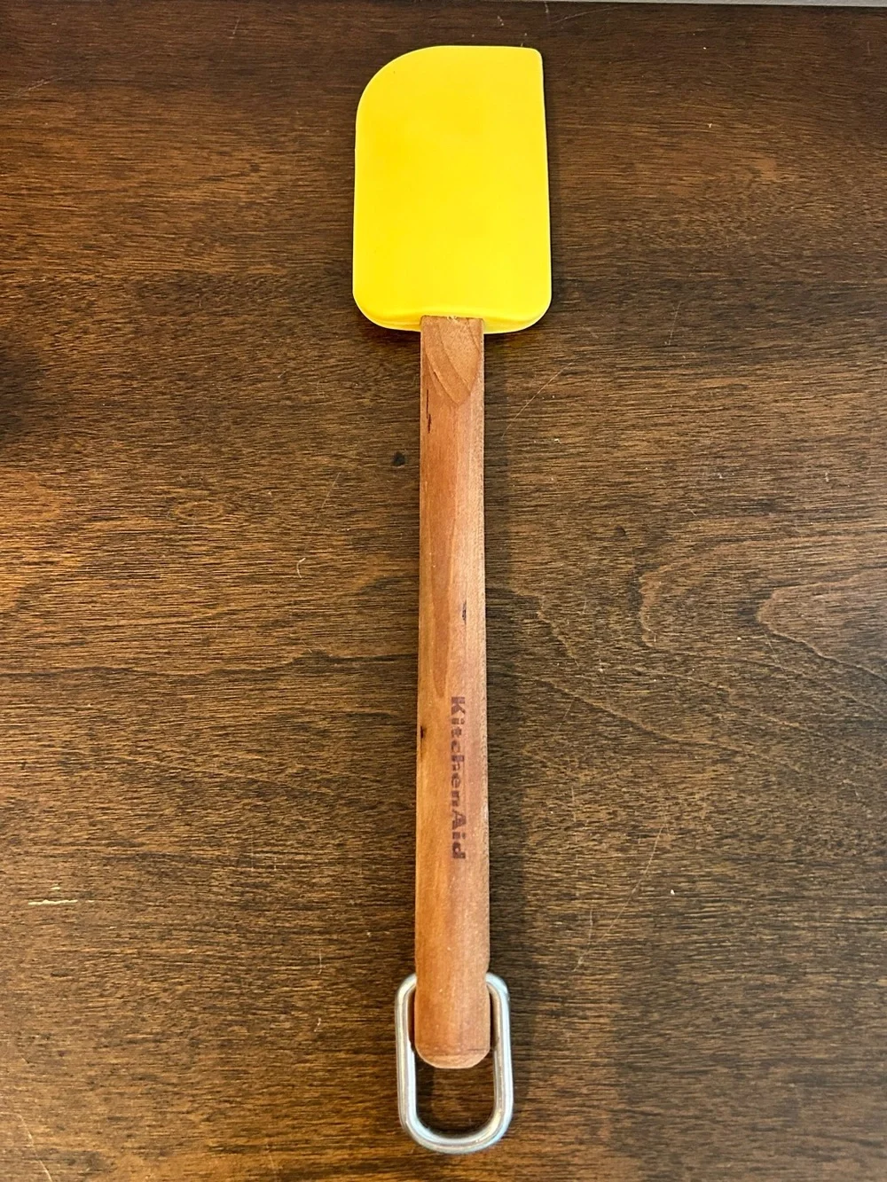 KitchenAid Yellow Silicone Mixer Spatula Scraper Cherrywood Handle 10.75 Inch***